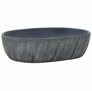 vidaXL Aufsatzwaschbecken, Waschbecken Schwarz und Grau Oval 47x33x13 cm Keramik
