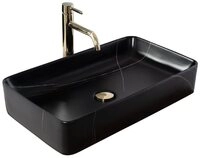 wohnwerk.idee Aufsatzwaschbecken Waschbecken Waschbecken Marmor Optik Schwarz...