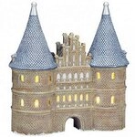 Wurm Dekoobjekt Holsten-Tor L&uuml;beck Modell Porzellan Figur Miniatur 22 cm...