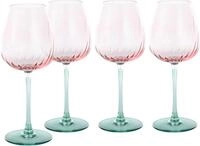 CreaTable Weinglas Swirly Spring, Weingl&auml;ser-Set, 4-tlg., 4-tlg., Glas, Rillen