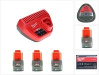 Milwaukee Akku Starter Set 12 V mit 3x Akku 2,0 Ah + M12 C12C Ladeger&auml;t...