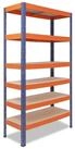 shelfplaza Schwerlastregal PROFI, 230x100x60cm blau-orange, 6 B&ouml;den,...