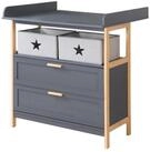 roba&reg; Wickelkommode Berlin - Rahmen + Griffe aus Bambus Holz - Anthrazit,