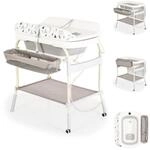 Cangaroo Babybadewanne Babybadewanne Wickeltisch 2in1, Garda Thermometer R&auml;der