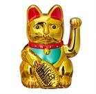 relaxdays Winkekatze 10x Maneki Neko Winkekatze 16 cm goldfarben|rot