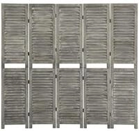 vidaXL Raumteiler 5-tlg. Raumteiler Grau 179x166 cm Massivholz, 1-tlg. grau