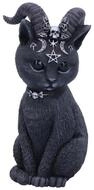 Horror-Shop Dekofigur Geheimnisvolle Katzenfigur mit Ziegenh&ouml;rner als Go