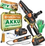 GR&Uuml;NTEK Akku-Kettens&auml;ge Akku Kettens&auml;ge 21V, Mini Motors&auml;ge mit 2 Akkus 3.0Ah,