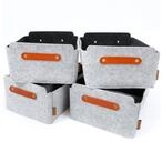 Miqio Aufbewahrungsbox 4 er Set Filzbox 4 Aufbewahrungsboxen mit Ledergriff 31...
