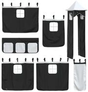 vidaXL Bett Vorh&auml;nge f&uuml;r Hochbett mit Turm Wei&szlig; und Schwarz Polyester
