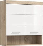 xonox.home H&auml;ngeschrank Sonoma Eiche Hell Wei&szlig; Hochglanz Melamin Modern...