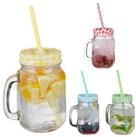 relaxdays Gl&auml;ser-Set Bunte Trinkgl&auml;ser mit Deckel 4er Set, Glas