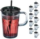 relaxdays Gl&auml;ser-Set Trinkgl&auml;ser im 10er Set mit Henkel, Glas, grau