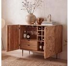 FINEBUY Barschrank FB117746 Massivholz 90cm Bar Weinschrank Design Hausbar...