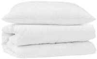 vidaXL Bett Bettdecken Set mit Kissen 2 pcs Wei&szlig; Mikrofaser (2-tlg)