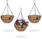 relaxdays Blumenampel 3er Set Kokos