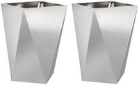 vidaXL Blumentopf Pflanzk&uuml;bel 2 pcs Silber 50 x 50 x 75 cm Edelstahl (2 St)