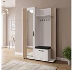 WFL GROUP Kompaktgarderobe Linaro Flurgarderobe mit Spiegel, Sitzbank, Haken &
