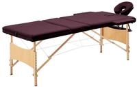 vidaXL Massageliege Massageliege Klappbar 3-Zonen mit Holzgestell Bordeaux-Lila