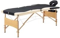 vidaXL Massageliege Massageliege Klappbar 3-Zonen mit Holzgestell Schwarz und...