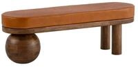 Wohnling Sitzbank WL7.314 Echtleder Holz Massiv 140 cm Flurbank Polsterbank Bank