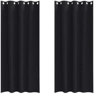 vidaXL Vorhang Verdunkelungs-Vorh&auml;nge mit Ringen 2 pcs Schwarz 245 x 140 cm (2...