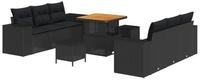 vidaXL Loungesofa Gartensofa-set mit Kissen Schwarz 221 x 204 x 85 cm Poly...