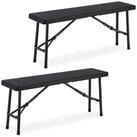 relaxdays Gartenbank Bierbank 2er Set Holzoptik (2er Set), schwarz