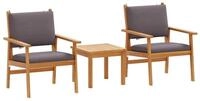 vidaXL Loungesofa Gartensofa-set 3 pcs Anthrazit Massivholz, 3 Teile