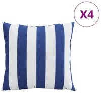 vidaXL Sitzauflage Zierkissen 4 Stk. Blau & Wei&szlig; Gestreift 60x60 cm Stoff, (4...