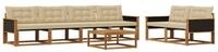 vidaXL Gartenlounge-Set Outdoor-Sofagarnitur mit Kissen 7 pcs Natur und Beige,