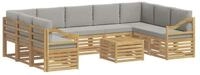 vidaXL Gartenlounge-Set Sofagarnituren 10 pcs Wei&szlig; und Hellgrau 59 x 59 x 37...