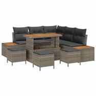 vidaXL Loungesofa Gartensofa-set mit Kissen mit Speicher 9 pcs Grau Poly...