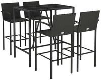 vidaXL Gartenlounge-Set 5-tlg. Gartenbar-Set Schwarz Poly Rattan, (4-tlg)