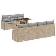 vidaXL Loungesofa Gartensofa-set mit Kissen mit Speicher 8 pcs Beige Poly...
