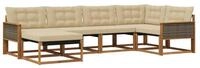 vidaXL Gartenlounge-Set Outdoor-Sofagarnitur mit Kissen 6 pcs Natur und Beige,