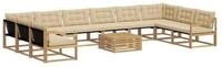 vidaXL Gartenlounge-Set Outdoor-Sofagarnitur mit Kissen 11 pcs Wei&szlig; und Beige,