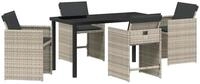 vidaXL Gartenlounge-Set Garten Essgruppe 5 pcs Hellgrau Poly-Rattan, (5-tlg)