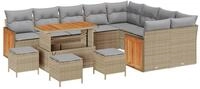 vidaXL Loungesofa Gartensofa-set mit Kissen 14 pcs Beige und Hellgrau...