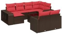 vidaXL Gartenlounge-Set 11-teiliges Gartensofa-Set mit Kissen, braun,...