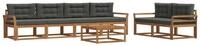 vidaXL Gartenlounge-Set Outdoor-Sofagarnitur mit Kissen 7 pcs Natur und...