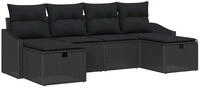 vidaXL Loungesofa Sofa Set mit Kissen 6 pcs Poly-Rattan, 6 Teile