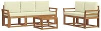 vidaXL Gartenlounge-Set Outdoor-Sofagarnitur mit Kissen 6 pcs Natur und Creme,