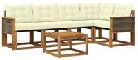 vidaXL Gartenlounge-Set Outdoor-Sofagarnitur mit Kissen 6 pcs Natur und Creme,