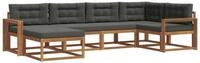 vidaXL Gartenlounge-Set Outdoor-Sofagarnitur mit Kissen 6 pcs Natur und...