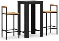 vidaXL Gartenbar-Set, 3-tlg. Gartenlounge Set Schwarz Poly Rattan & Massivholz...