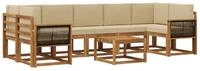 vidaXL Gartenlounge-Set Outdoor-Sofagarnitur mit Kissen 6 pcs Natur, (6-tlg)