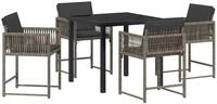 vidaXL Gartenlounge-Set Garten Essgruppe 5 pcs Grau Poly-Rattan, (5-tlg)