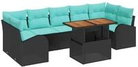 vidaXL Gartenlounge-Set Garten-Sofa-Set mit Speicher 8 pcs Schwarz Poly Rattan,