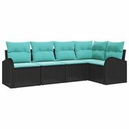 vidaXL Gartenlounge-Set Gartensofa-set mit Kissen 5 pcs Schwarz und T&uuml;rkis